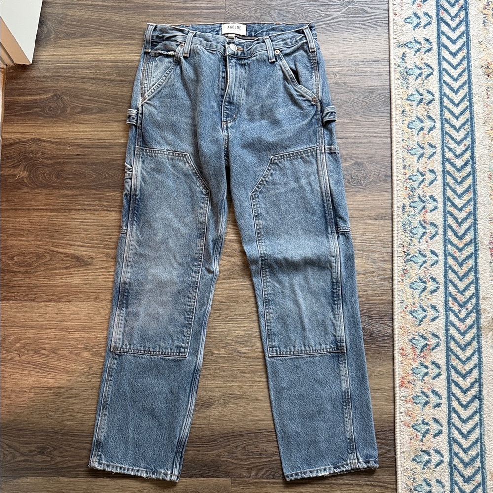 Agolde Women's Cropped Carpenter Jeans in Faded Blue
